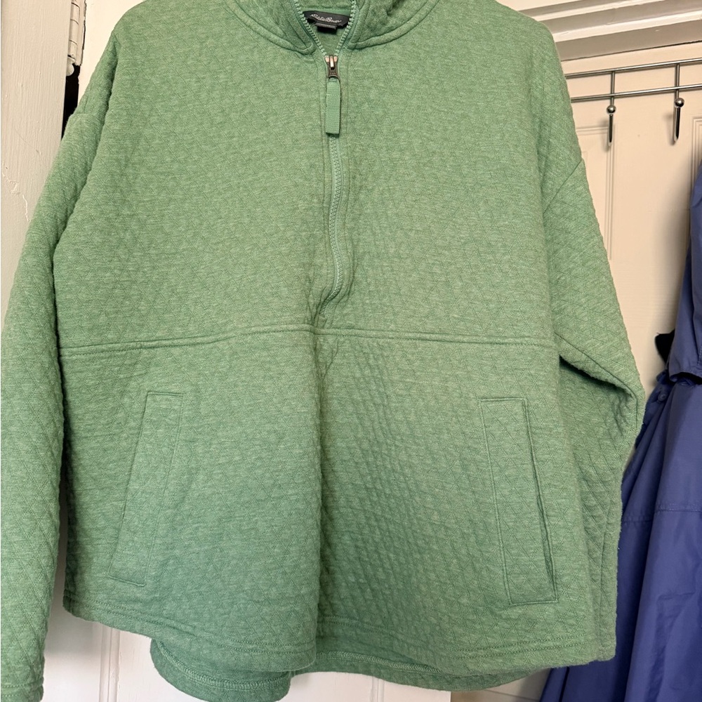 Eddie Bauer Green Quilted Half-Zip Sweatshirt